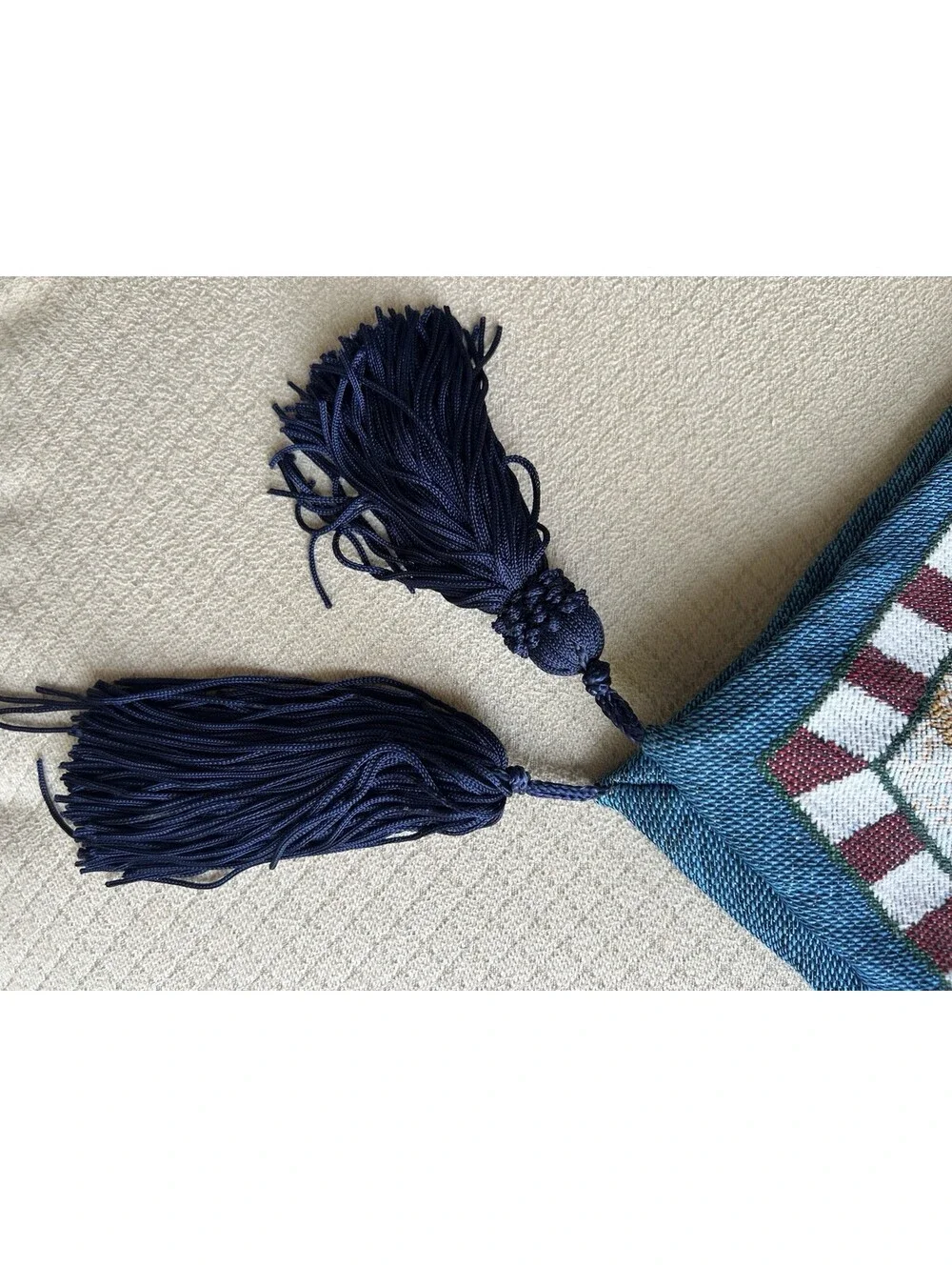 Lighthouse Tapestry Table Runner With Tassels 13x72 Beach House Theme Nautical